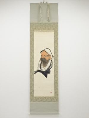 中川雲煙筆　達磨図　肉筆絹本掛軸（共箱）